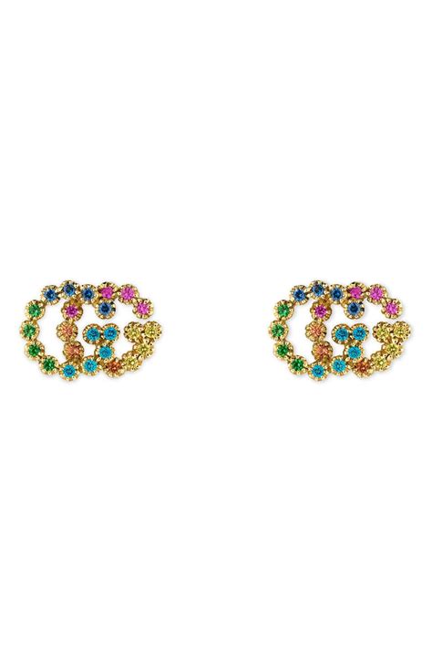 gucci animal studs|Gucci multi stone earrings.